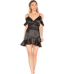 Majorelle Black Satin ruffle dress size M